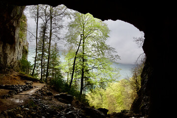 Famous Luire cave entrance in the Saint Agnan en Vercors village in France