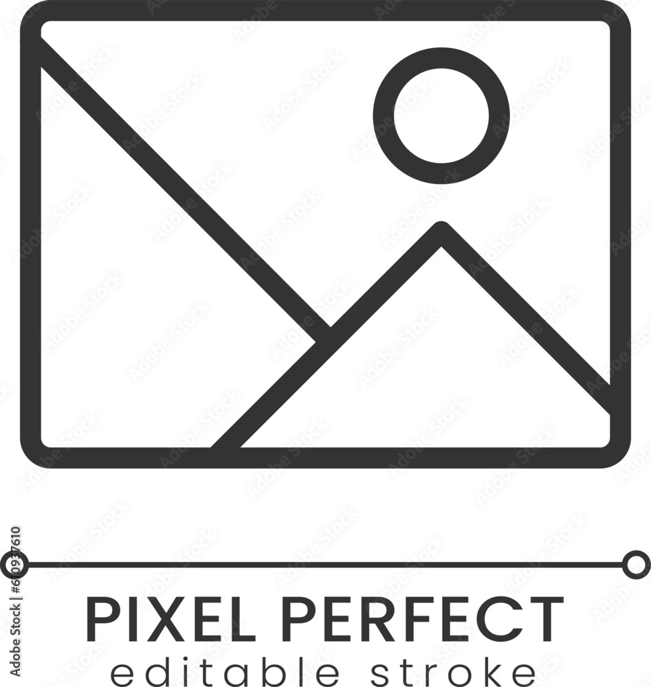 Aufkleber gallery button pixel perfect linear icon. add picture to website. online business process. thin line