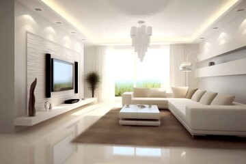 Fototapeta na wymiar Minimalist Living Room with Elegant Simplicity. Generative AI