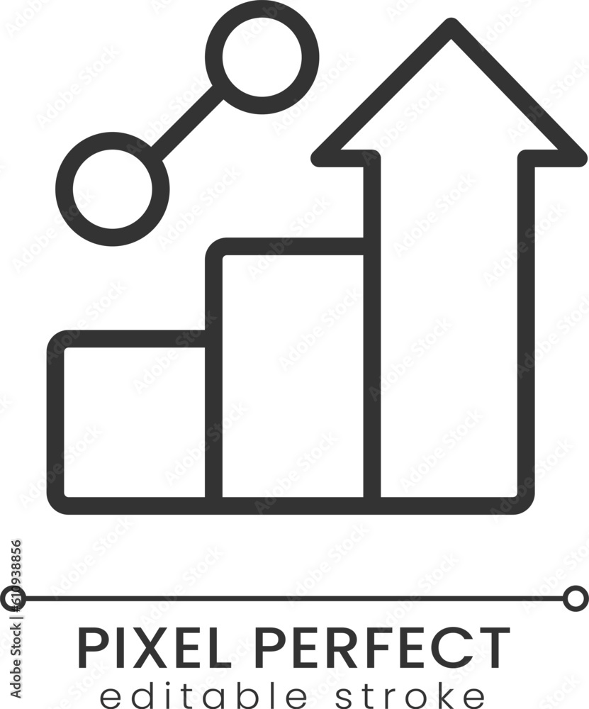 Poster business growth pixel perfect linear icon. dynamic of development. corporate progress. thin line ill