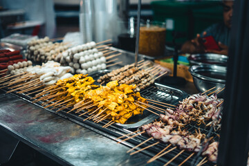 Street food in the market,grilled seafood