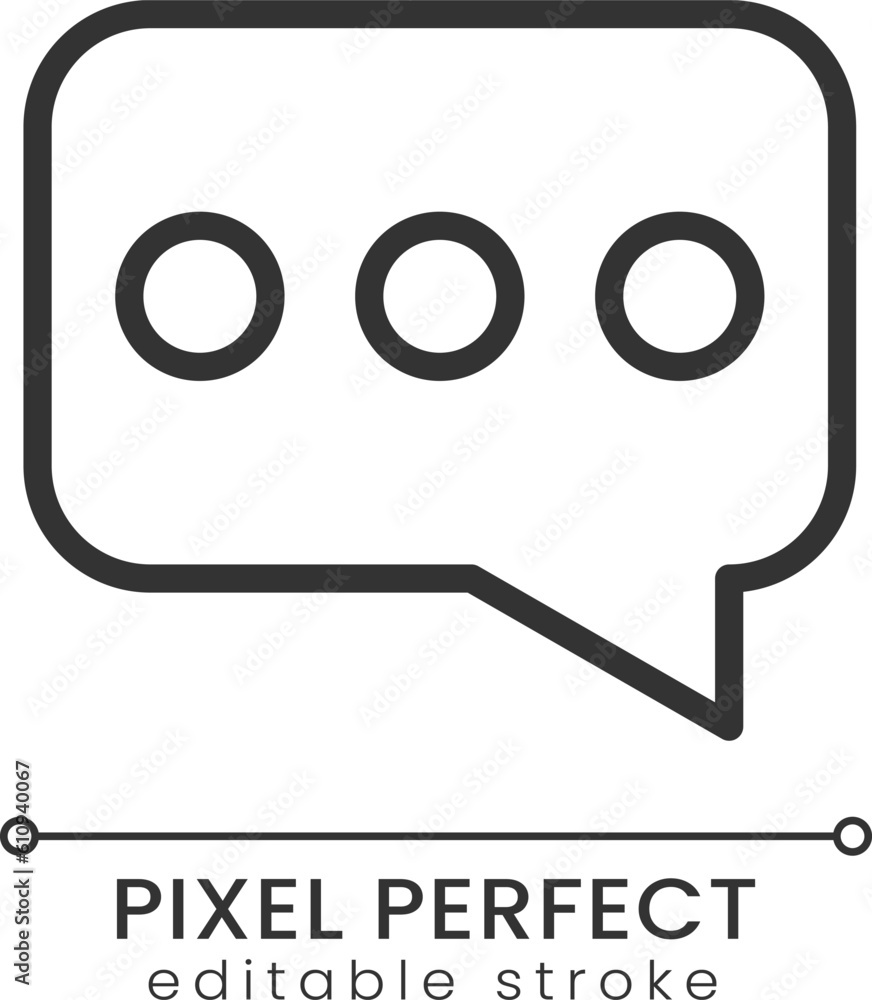 Poster speech balloon pixel perfect linear icon. sending message. online communication. business tools. thi
