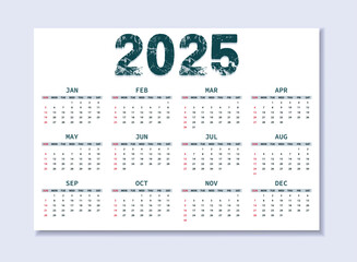 Flat 2025 calendar template