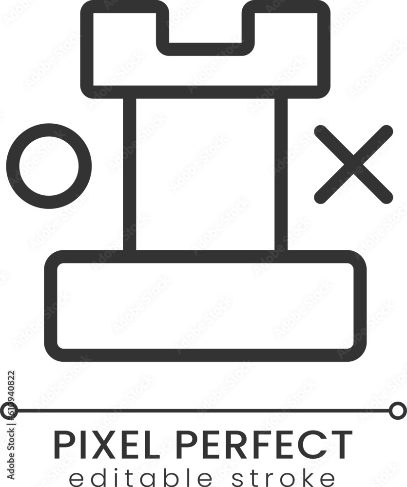 Poster rook pixel perfect linear icon. strategy and decision making. business and management. thin line ill