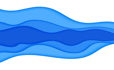 Blue papercut style wavy abstract background
