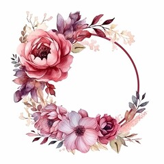 flower wreath for wedding, greeting, card, background, wallpaper, frame, Generative Ai