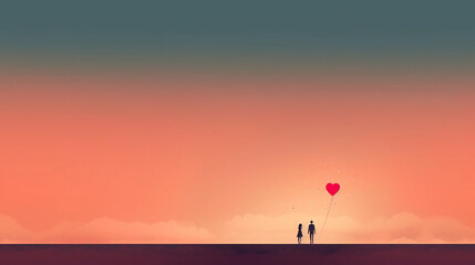 AI generative image about love and valentines day with a heart shape and a huge copy space background 