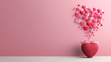 AI generative image about love and valentines day with a heart shape and a huge copy space background 