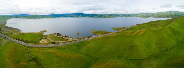 Upper Cottonwood Creek Wildlife Area with San Luis Reservoir in Background near Los Banos....