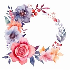 Fototapeta na wymiar flower wreath for wedding, greeting, card, background, wallpaper, frame, Generative Ai