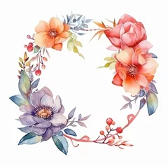 Abwaschbare Fototapete flower wreath for wedding, greeting, card, background, wallpaper, frame, Generative Ai © Deep Ai Generation