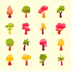 Collection of green tree vector 