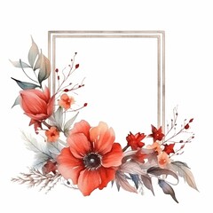 flower wreath for wedding, greeting, card, background, wallpaper, frame, Generative Ai