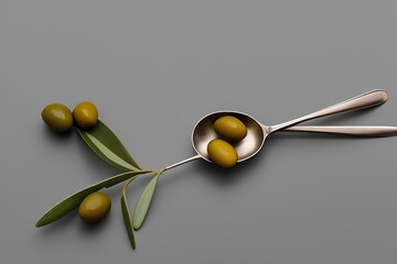 Single Olive on a Spoon - generative ai