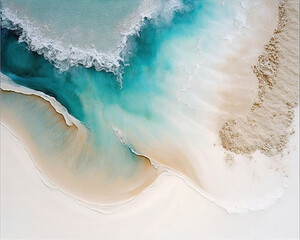 Abstract watercolor turquoise ocean beach for textures. Fresh, cheerful and relaxing summer concept. Positive and healthy tones to background or wallpaper. Generative Ai - obrazy, fototapety, plakaty
