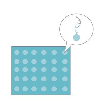 The DNA microarray technique for gene expression detection at the tiny spot on the chip.