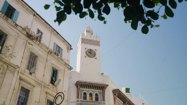 Clock Tower Of The Museum Of Modern Art Of Algiers In Algeria. Low Angle