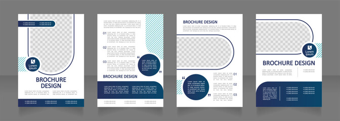 Scientific laboratory and researching blank brochure design. Template set with copy space for text. Premade corporate reports collection. Editable 4 paper pages. Montserrat font used