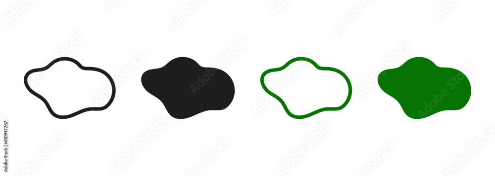 Poster simple irregular smooth black and color form. pebble, stone, drop collection. organic abstract blob 