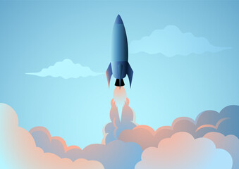 Vector illustration of a rocket launch