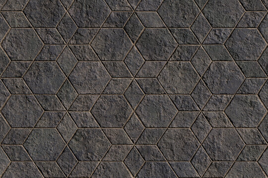 Dirty black tiles made of hexagonal and diamond shapes. Illustration as design element for website background and slide show templates