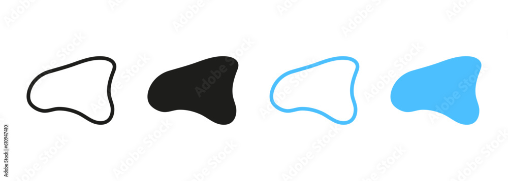 Poster random blotch line and silhouette set. abstract organic blob shape. minimal fluid. simple irregular 