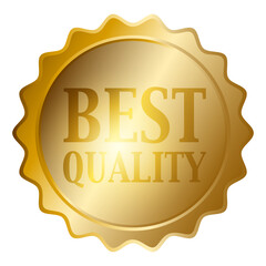 Gold seal with best quality text isolated on white background