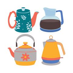 Dishes. A set of kitchen kettle.