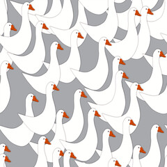 White goose Pattern seamless. waterfowl Background. Baby fabric texture vector bird - 610947881