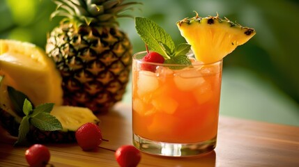 Exotic Tropical Experience: Bright Cocktail with Citrus and Ice - generative AI
