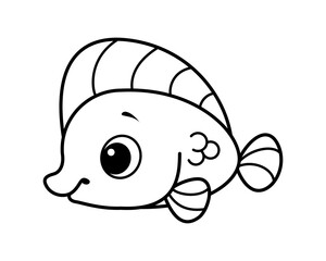 Fish easy coloring page for kids cartoon vector illustration