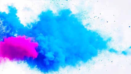 abstract powder splatted background. blue powder explosion on transparent background. Colored cloud. Colorful dust explode. Generative ai