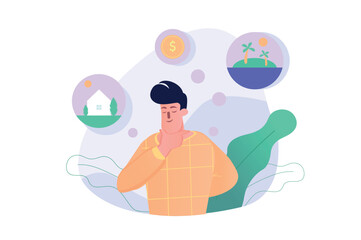 Concept dreaming men with people