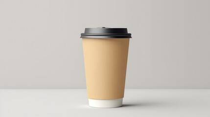 paper cup coffee mock up on white background - generative AI
