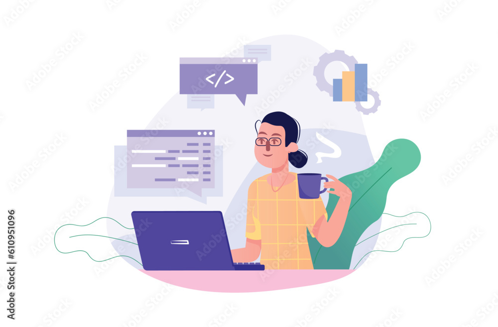 Poster programming concept with people