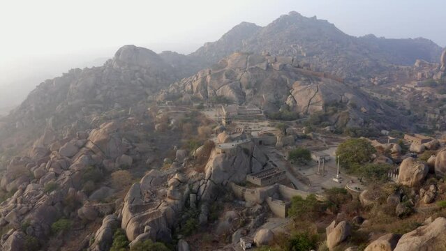 Historic Chitradurga Fort and temple drone view shot on 2017