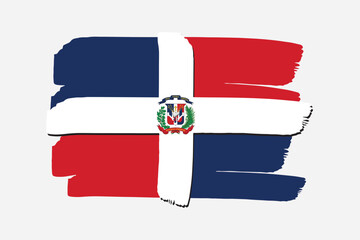 Dominican Republic Flag with colored hand drawn lines in Vector Format
