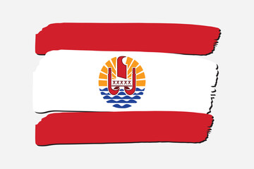 French Polynesia Flag with colored hand drawn lines in Vector Format