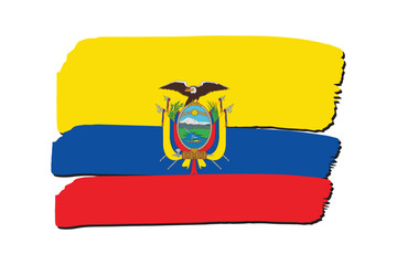 Ecuador Flag with colored hand drawn lines in Vector Format