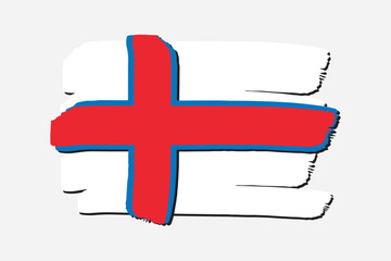 Faroe Islands Flag with colored hand drawn lines in Vector Format