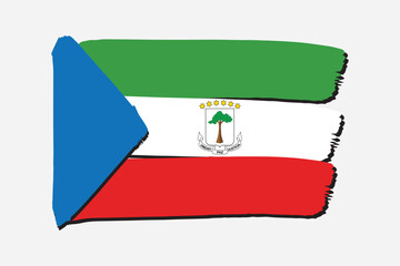 Equatorial Guinea Flag with colored hand drawn lines in Vector Format