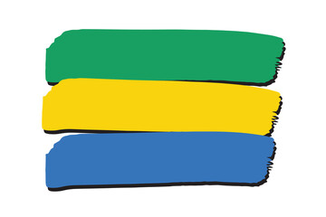 Gabon Flag with colored hand drawn lines in Vector Format