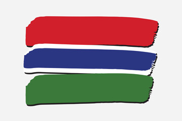Gambia Flag with colored hand drawn lines in Vector Format