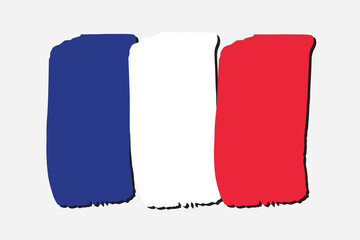 France Flag with colored hand drawn lines in Vector Format