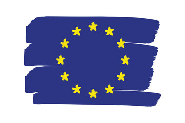 European Union Flag with colored hand drawn lines in Vector Format