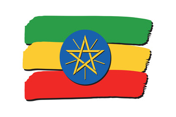 Ethiopia Flag with colored hand drawn lines in Vector Format