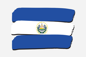 El Salvador Flag with colored hand drawn lines in Vector Format