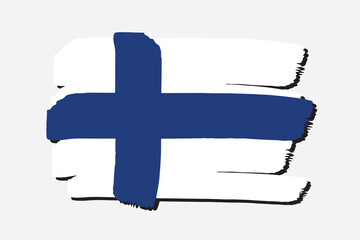 Finland Flag with colored hand drawn lines in Vector Format