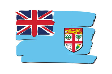 Fiji Flag with colored hand drawn lines in Vector Format