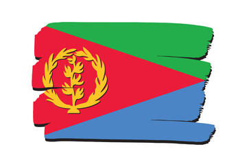 Eritrea Flag with colored hand drawn lines in Vector Format